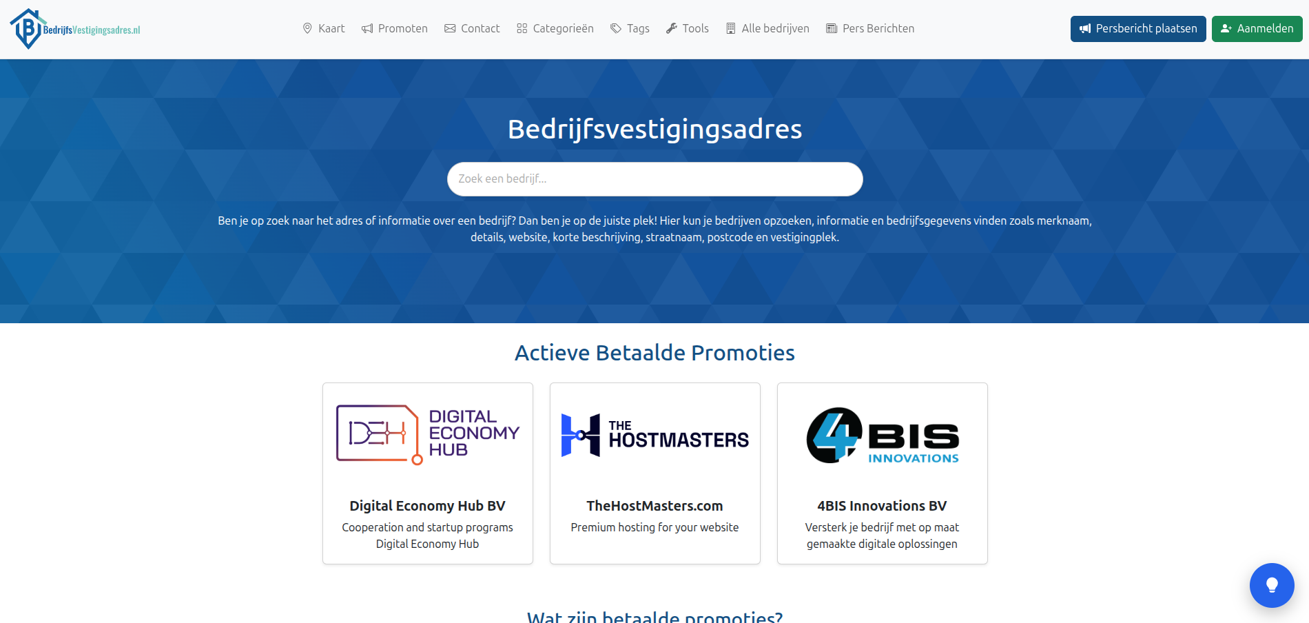 Image for BedrijfsVestigingsadres - Hoe 4BIS Innovations BedrijfsVestigingsadres ontwikkelde, een digitale bedrijvengids waarmee bedrijven hun online zichtbaarheid vergroten via eigen bedrijfspagina's, locatiegebaseerde zoekfuncties en praktische zakelijke hulpmiddelen.
